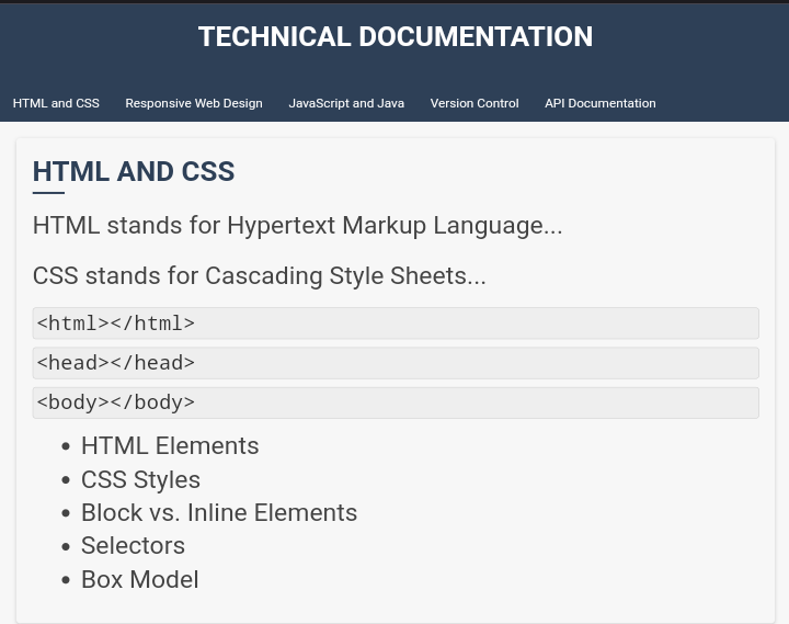 Technical Documentation Page Project
